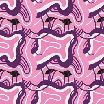 Seamless pattern with abstract doodle ornaments. Vector texture. Illustrazione stock