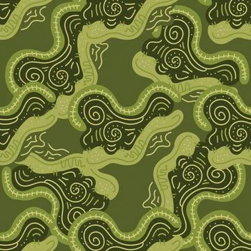 Seamless pattern with abstract doodle ornaments. Vector texture. Stock Illustration