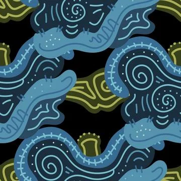 Seamless pattern with abstract doodle ornaments. Vector texture. 스톡 일러스트