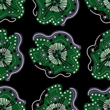 Seamless pattern with abstract doodle ornaments. Vector texture. Illustrazione stock
