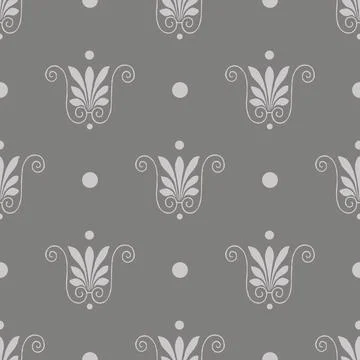 Seamless pattern with abstract ethnic gray floral Stock Illustration