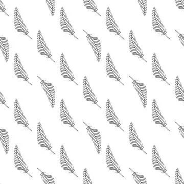Seamless pattern with abstract feathers. Simple birds background. Black and Illustrazione stock