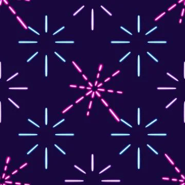 Seamless pattern abstract figures glowing desktop icon, neon sticker, neon Stockillustratie