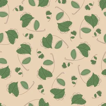 Seamless pattern with abstract floral design in a minimalist style. Linear ve Illustrazione stock
