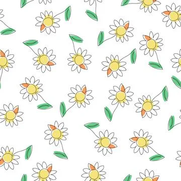 Seamless pattern with abstract floral design in a minimalist style. Linear ve Stock Illustration