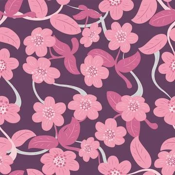 Seamless Pattern of Abstract Flower and Leaf Illustrazione stock