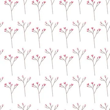 Seamless pattern of abstract flowering spring twigs in trendy bright shades Stock Illustration