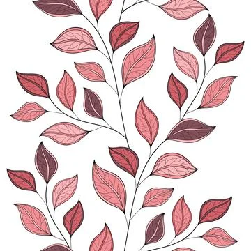 Seamless Pattern with Abstract Flowers and Leaves Stock Illustration