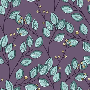 Seamless Pattern with Abstract Flowers and Leaves Stock Illustration