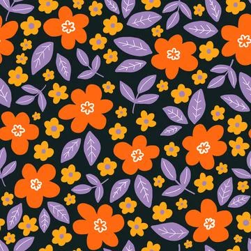 Seamless pattern with abstract flowers. Creative floral surface design. Vector Stock Illustration