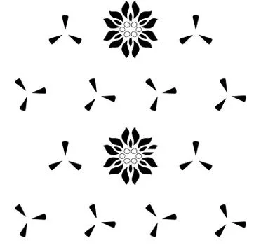 Seamless pattern with abstract flowers. Elegant monochromatic texture in blac Stock Illustration