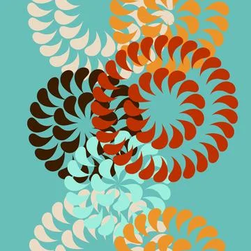 Seamless pattern with abstract flowers. Endless print stylized plants with .. イラスト素材