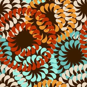 Seamless pattern with abstract flowers. Endless print stylized plants with .. イラスト素材