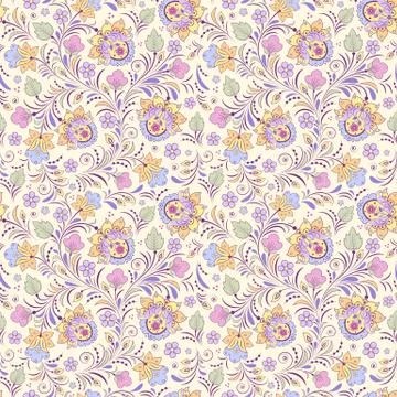 Seamless pattern with abstract flowers. Stock Illustration