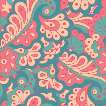 Seamless pattern with abstract flowers. Stock Illustration