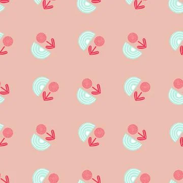 Seamless pattern abstract flowers on pink background. Minimalist pink texture Stock Illustration