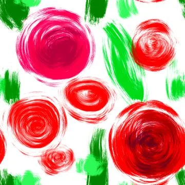 Seamless pattern with abstract flowers of red color on a white Stock Illustration