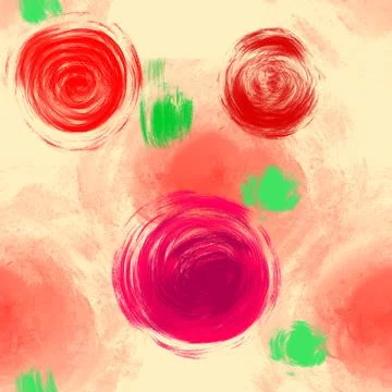 Seamless pattern with abstract flowers of red and pink color on a light Stock Illustration