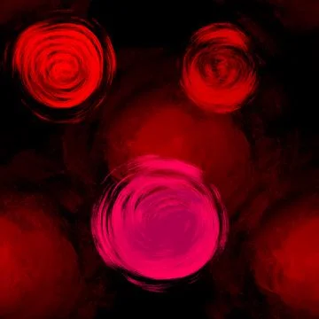 Seamless pattern with abstract flowers of red and pink color on a black Stock Illustration