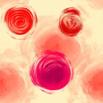 Seamless pattern with abstract flowers of red and pink color on a light Stock Illustration