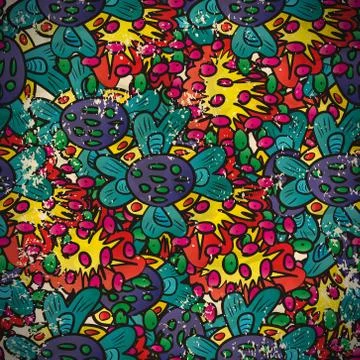 Seamless pattern with abstract flowers in vintage style Stock Illustration