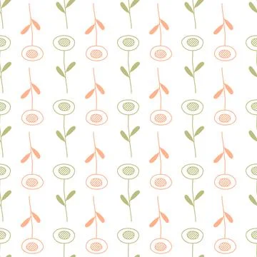 Seamless pattern with abstract flowers on a white background. Stock Illustration