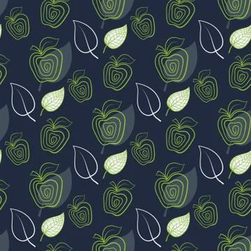 Seamless pattern with abstract fresh apple Stock Illustration