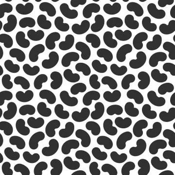 Seamless pattern with abstract geometric bean texture, black on white background Stock Illustration