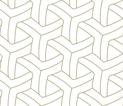 Seamless pattern with abstract geometric line texture, gold on white background Stock Illustration
