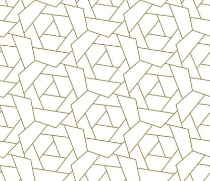 Seamless pattern with abstract geometric line texture, gold on white background Stock Illustration
