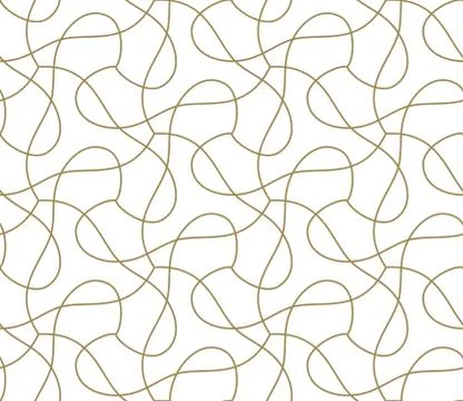 Seamless pattern with abstract geometric line texture, gold on white background Stock Illustration