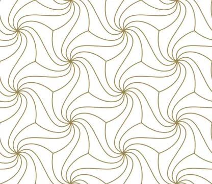 Seamless pattern with abstract geometric line texture, gold on white background Illustrazione stock