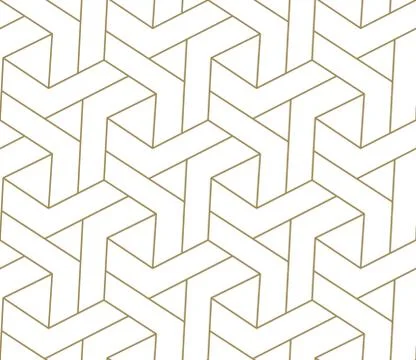 Seamless pattern with abstract geometric line texture, gold on white background Stock Illustration