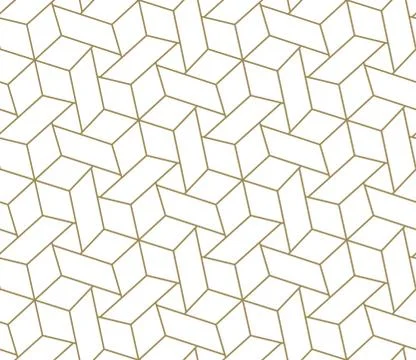 Seamless pattern with abstract geometric line texture, gold on white background Illustrazione stock
