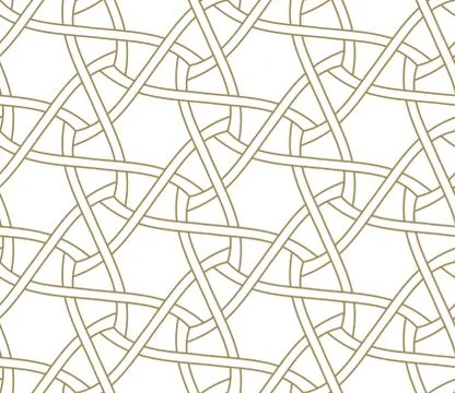 Seamless pattern with abstract geometric line texture, gold on white background Stock Illustration