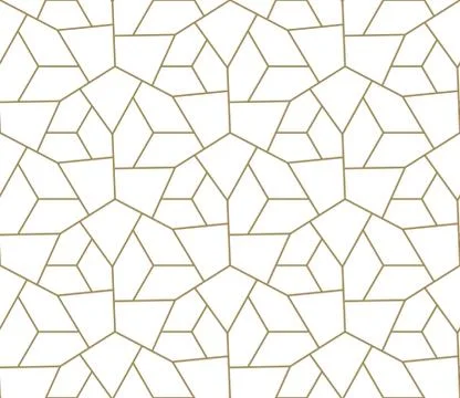 Seamless pattern with abstract geometric line texture, gold on white background Stock Illustration
