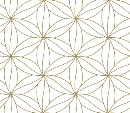 Seamless pattern with abstract geometric line texture, gold on white background Stock Illustration