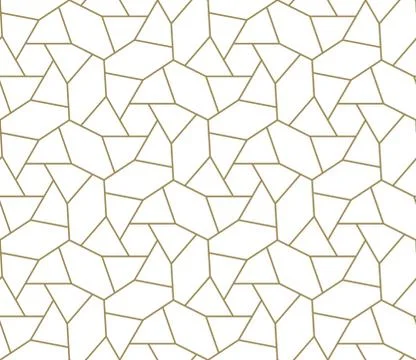 Seamless pattern with abstract geometric line texture, gold on white background Stock Illustration