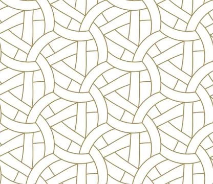 Seamless pattern with abstract geometric line texture, gold on white background Stock Illustration