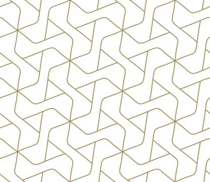Seamless pattern with abstract geometric line texture, gold on white background Illustrazione stock