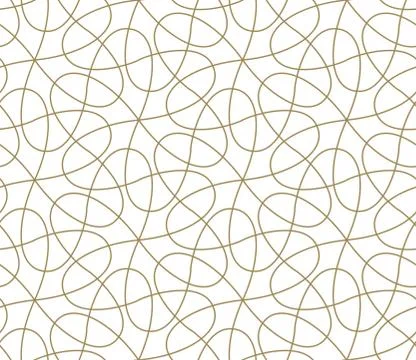 Seamless pattern with abstract geometric line texture, gold on white background Illustrazione stock