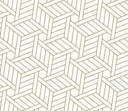 Seamless pattern with abstract geometric line texture, gold on white background Illustrazione stock