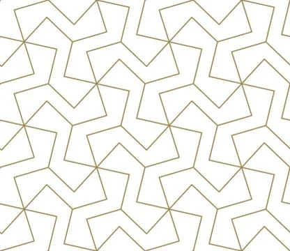 Seamless pattern with abstract geometric line texture, gold on white background Stock Illustration