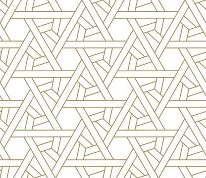 Seamless pattern with abstract geometric line texture, gold on white background Illustrazione stock