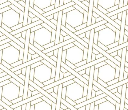 Seamless pattern with abstract geometric line texture, gold on white background Stock Illustration