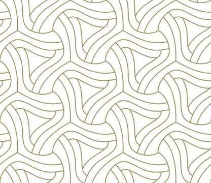 Seamless pattern with abstract geometric line texture, gold on white background Stock Illustration