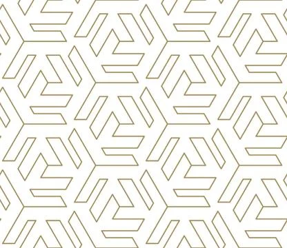 Seamless pattern with abstract geometric line texture, gold on white background Illustrazione stock
