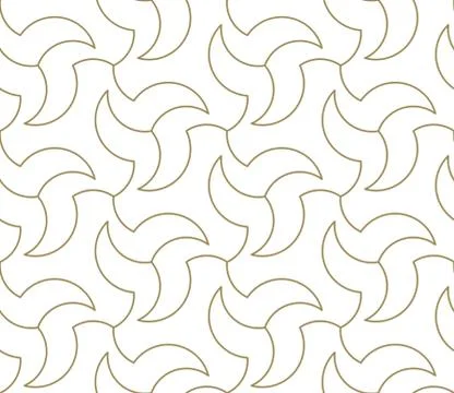 Seamless pattern with abstract geometric line texture, gold on white background Stock Illustration