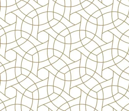 Seamless pattern with abstract geometric line texture, gold on white background Stock Illustration