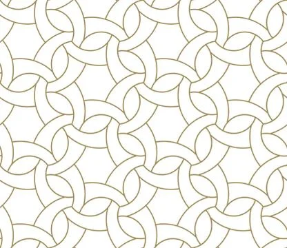 Seamless pattern with abstract geometric line texture, gold on white background Stock Illustration